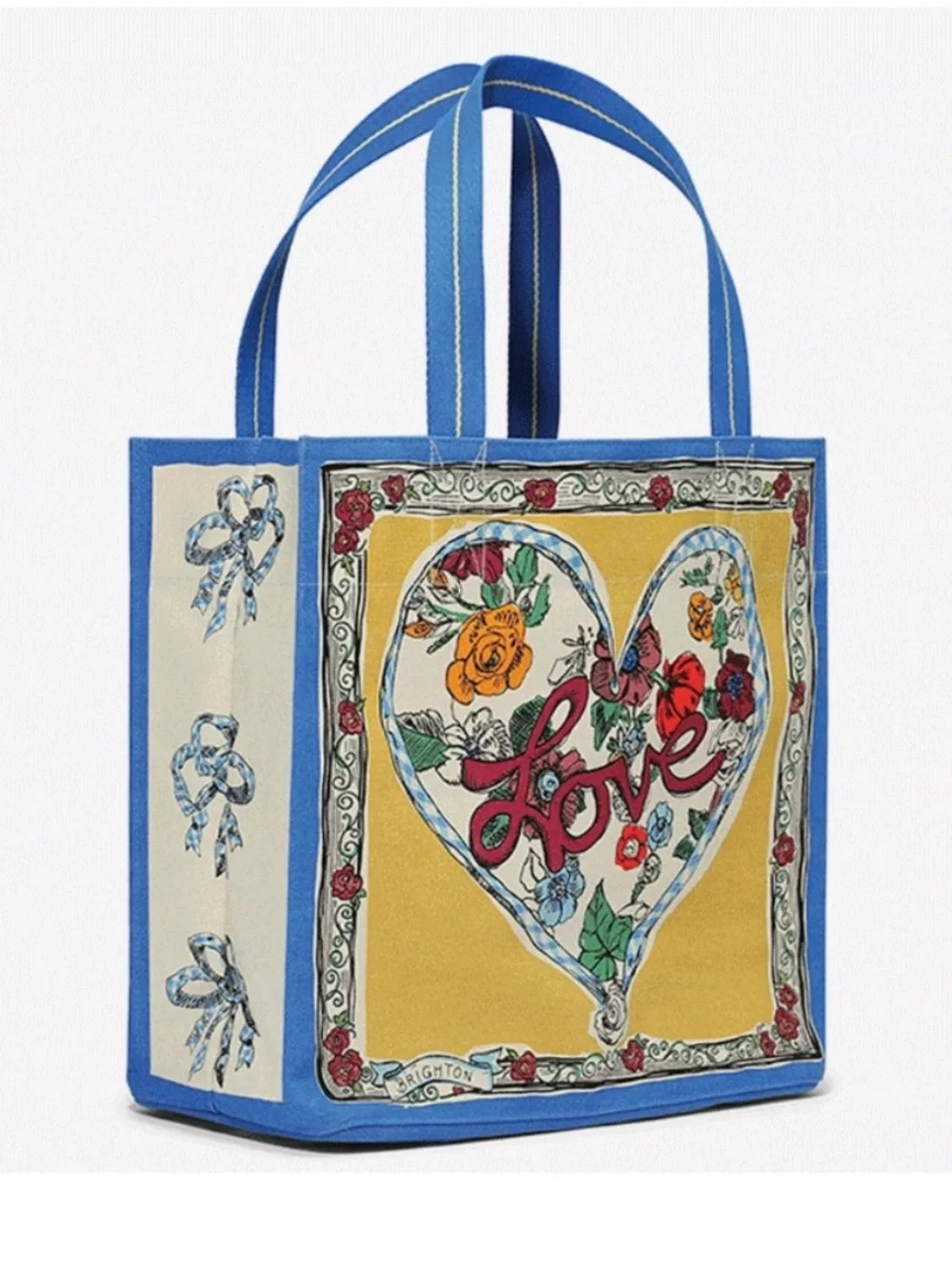 Brighton Tied With Love Tote - Blue & Cream Check - Picture 3 of 6